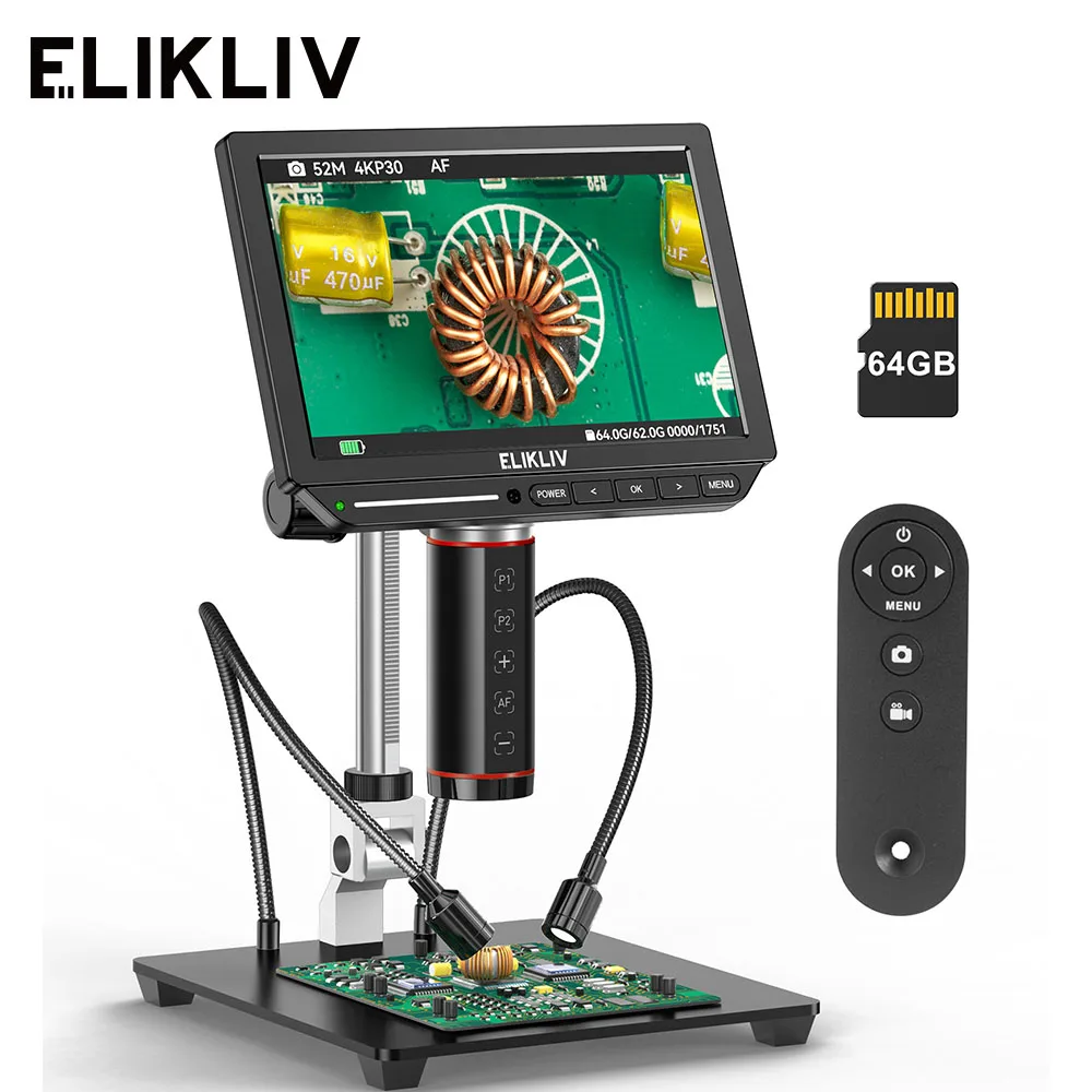Electronics Repair Videos - Elikliv EM4K-AF Microscope numérique 4K Autofocus
