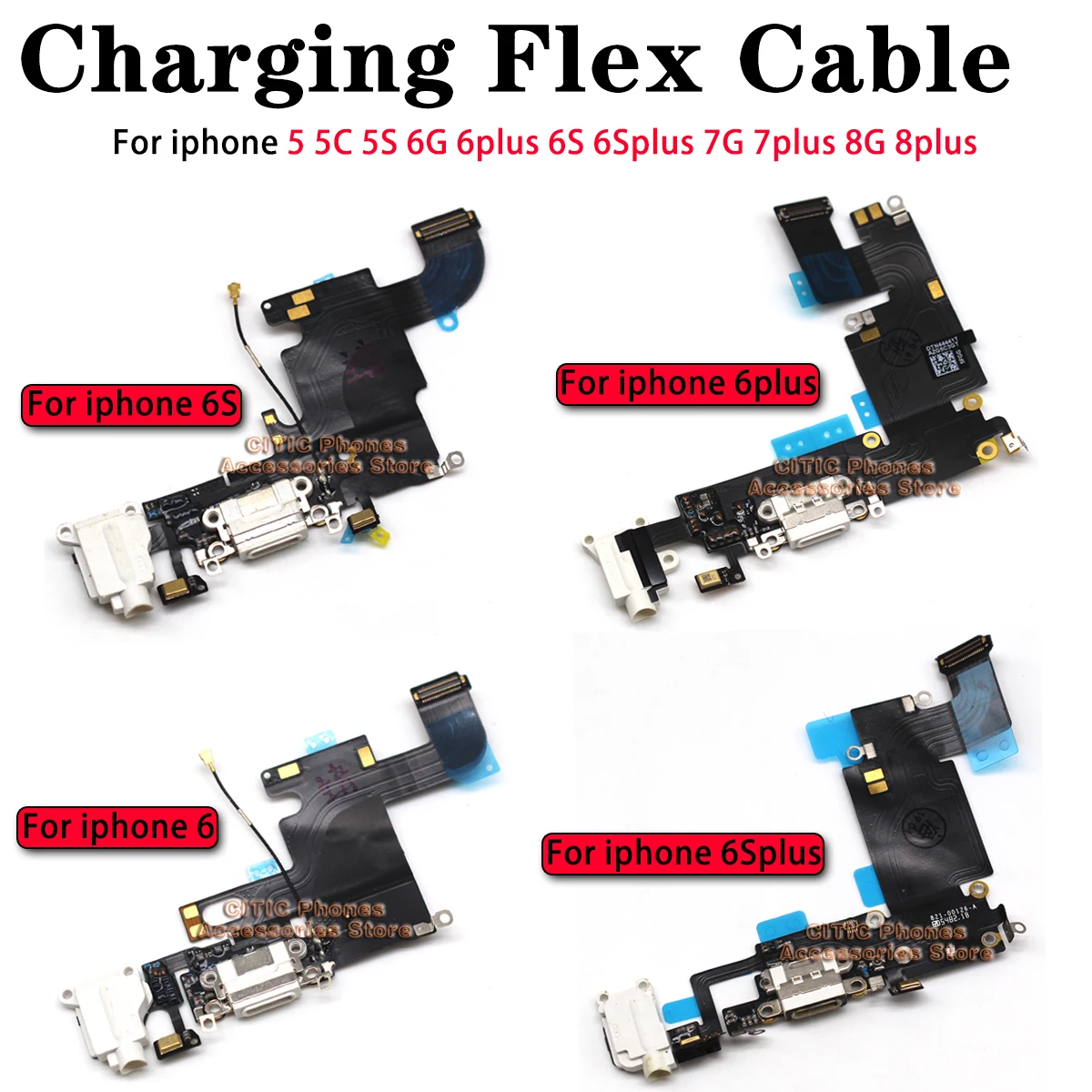 Charging Port Flex - 5 pièces pour iPhone 6 6S
