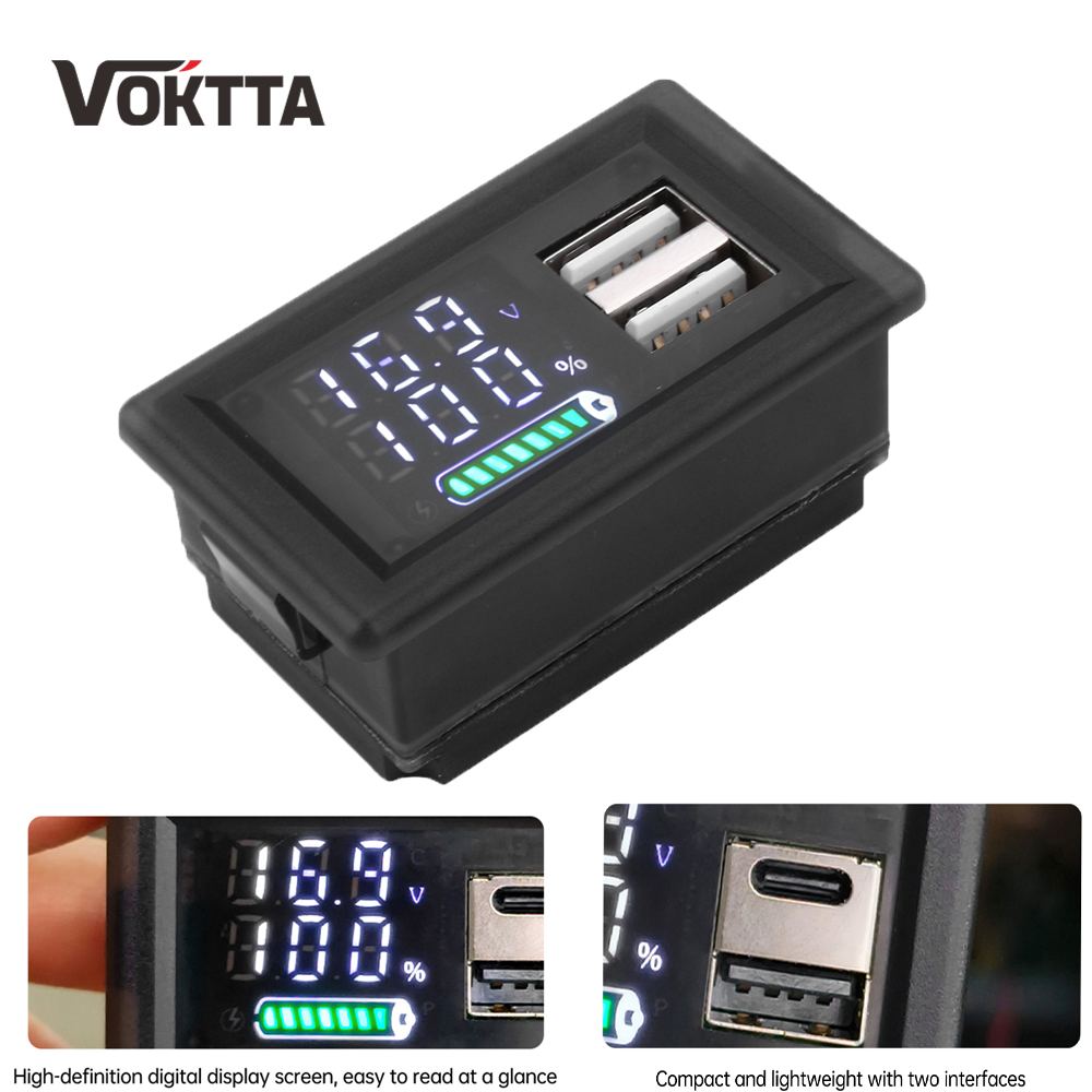 Usb Ammeter Tester - USB + type-c/double USB 9V 12V