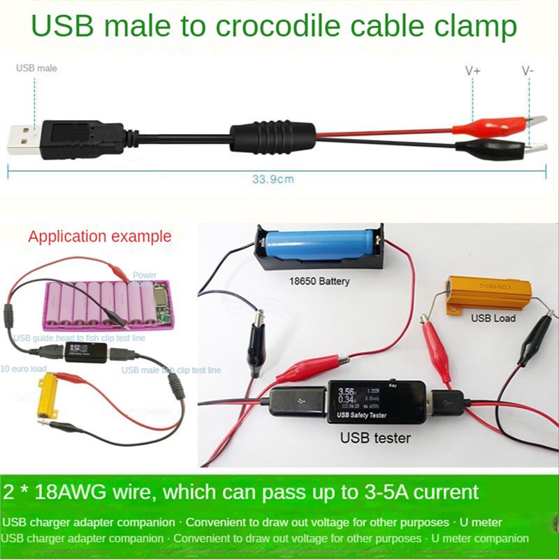 A01E-2Pcs Pinces crocodiles US - Usb Ammeter Tester avis et prix