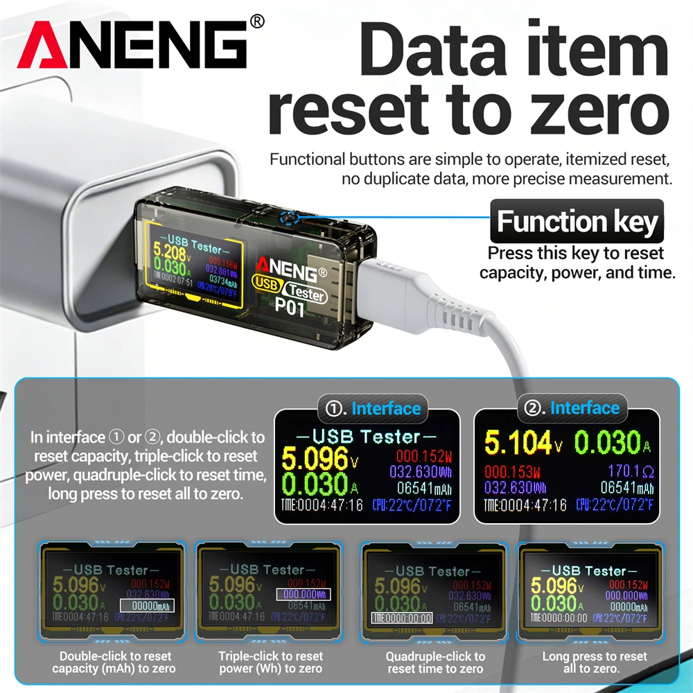 Testeur USB numérique ANENG P0 - Usb Ammeter Tester avis et prix