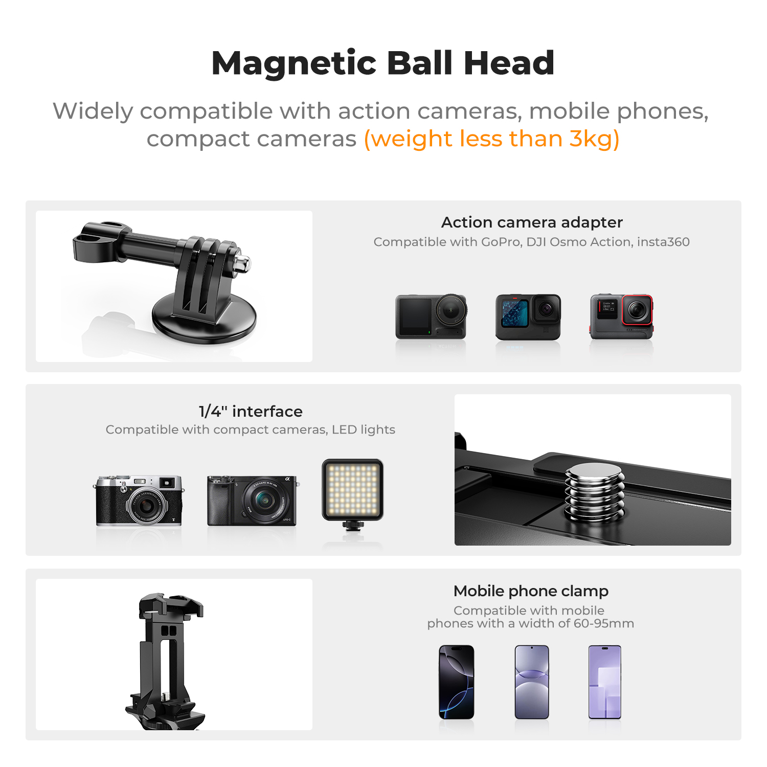 Support magnétique pour caméra - Gopro Action Camera Hero 12 Black avis et prix