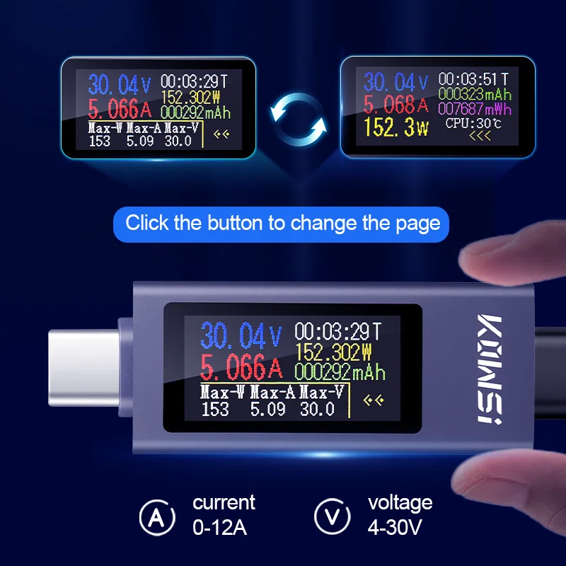 Testeur USB type-c KWS-2302C,  - Usb Ammeter Tester avis et prix